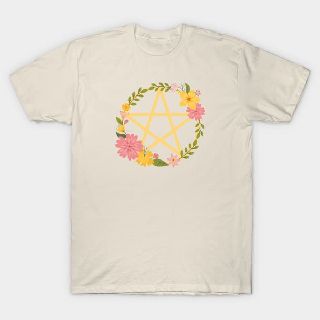 Midsummer Floral Pentacle Design Cheeky Witch® T-Shirt by Cheeky Witch